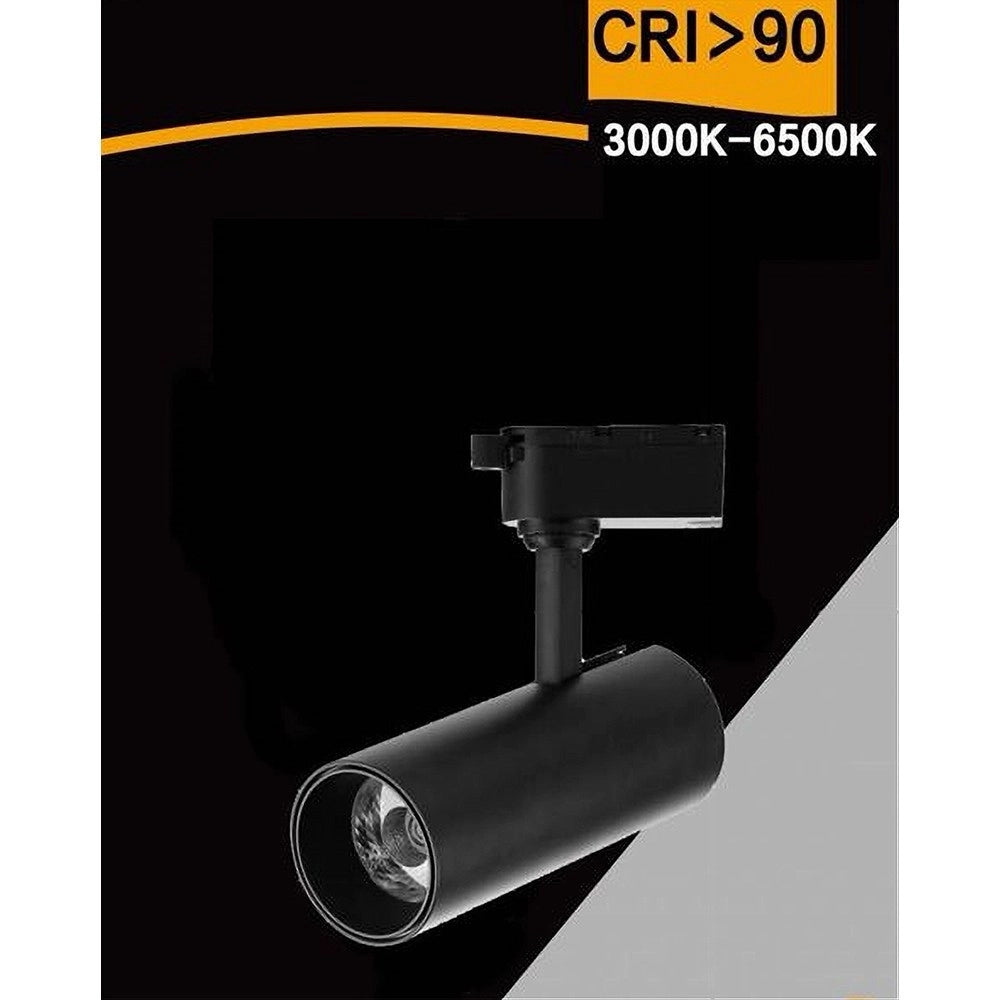 Trade Shop - Lampada Faretto Led Per Binario Monofase 30w Luce Cct Ip20 Bianco Nero Sl-30w-3c -