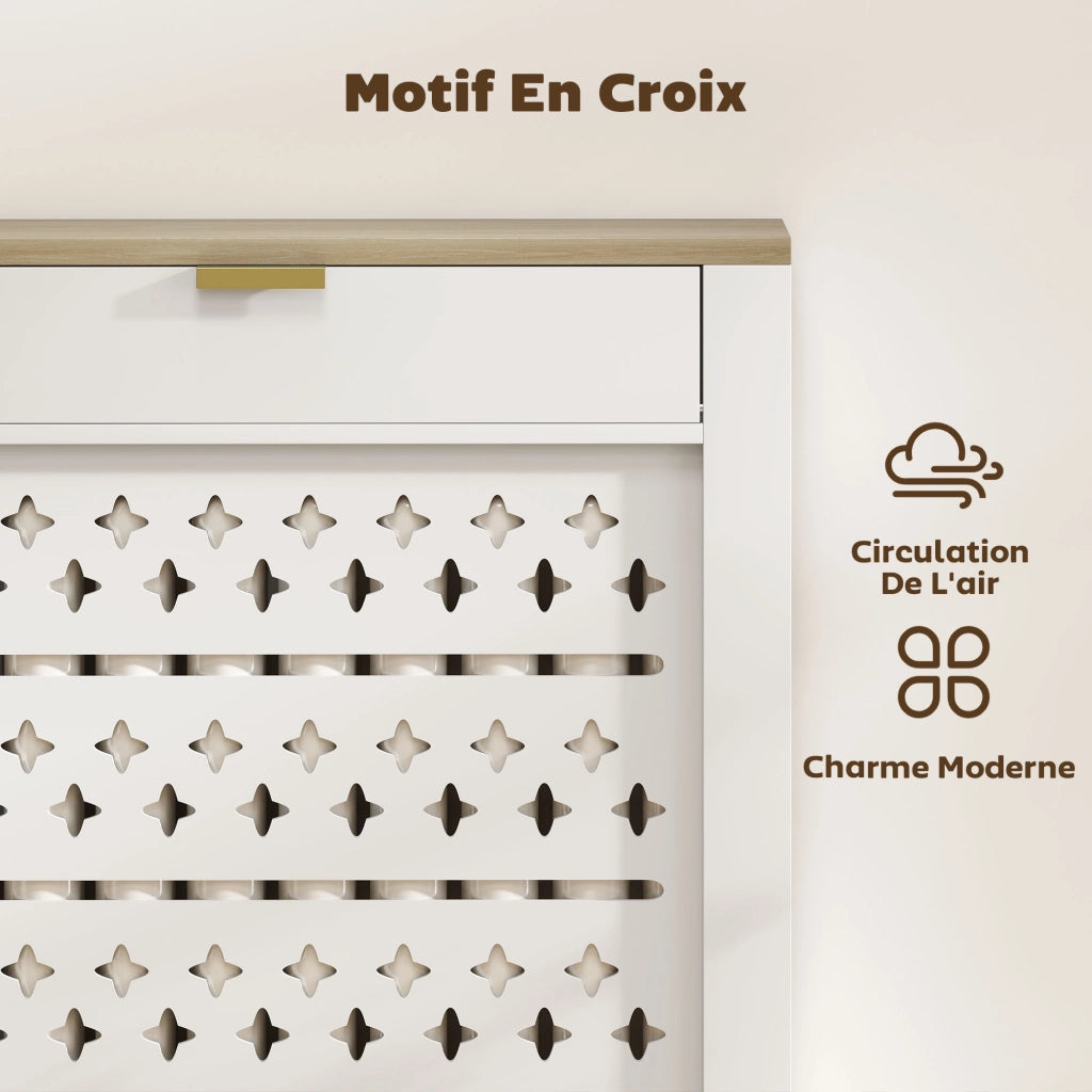 Copri termosifone con mensola e anta ribaltabile ¨C Xylo ¨C 78x19x95,5 cm bianco