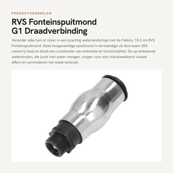 Nozzle per Fontana 15,3 cm - Acciaio Inossidabile 304 - Connettore G1 - Spray d'Acqua - Utilizzo Giardino/Piscina - Progettazione Sostenibile - Getto d'Acqua