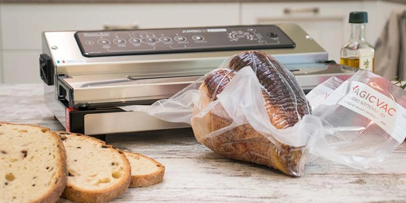Magic vac 8321310005 Jumbo 30 Premium Macchina Sottovuoto Alimenti in Acciaio Inox con Doppia Pompa 28 litri-min Barra Saldante 30 cm colore Argento-Nero