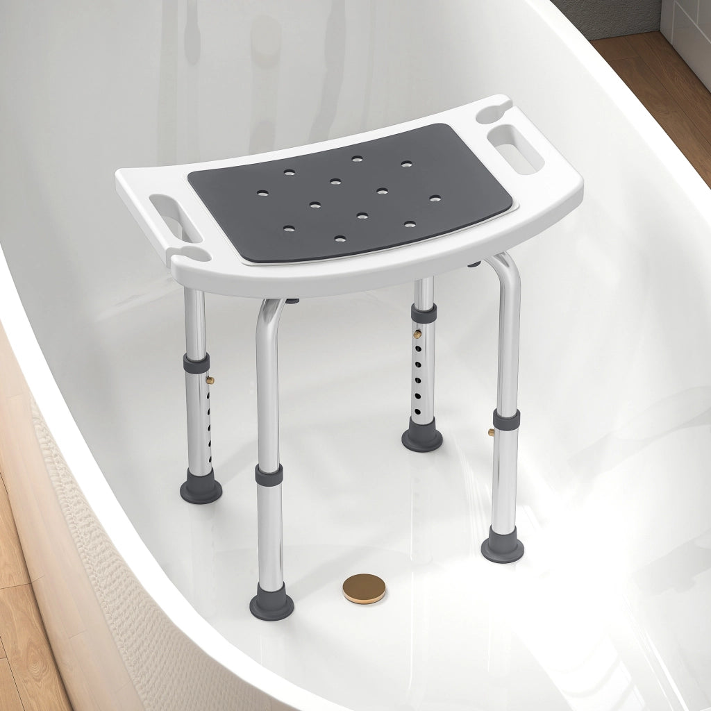 Sgabello da Doccia Regolabile ¨C Zephmum ¨C Grigio Antiscivolo 39-52cm