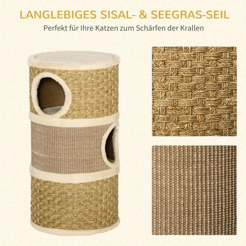 Tiragraffi a 3 livelli per gatti, in sisal e peluche, 37,5x37,5x70 cm, ideale per gli amanti dei gatti.