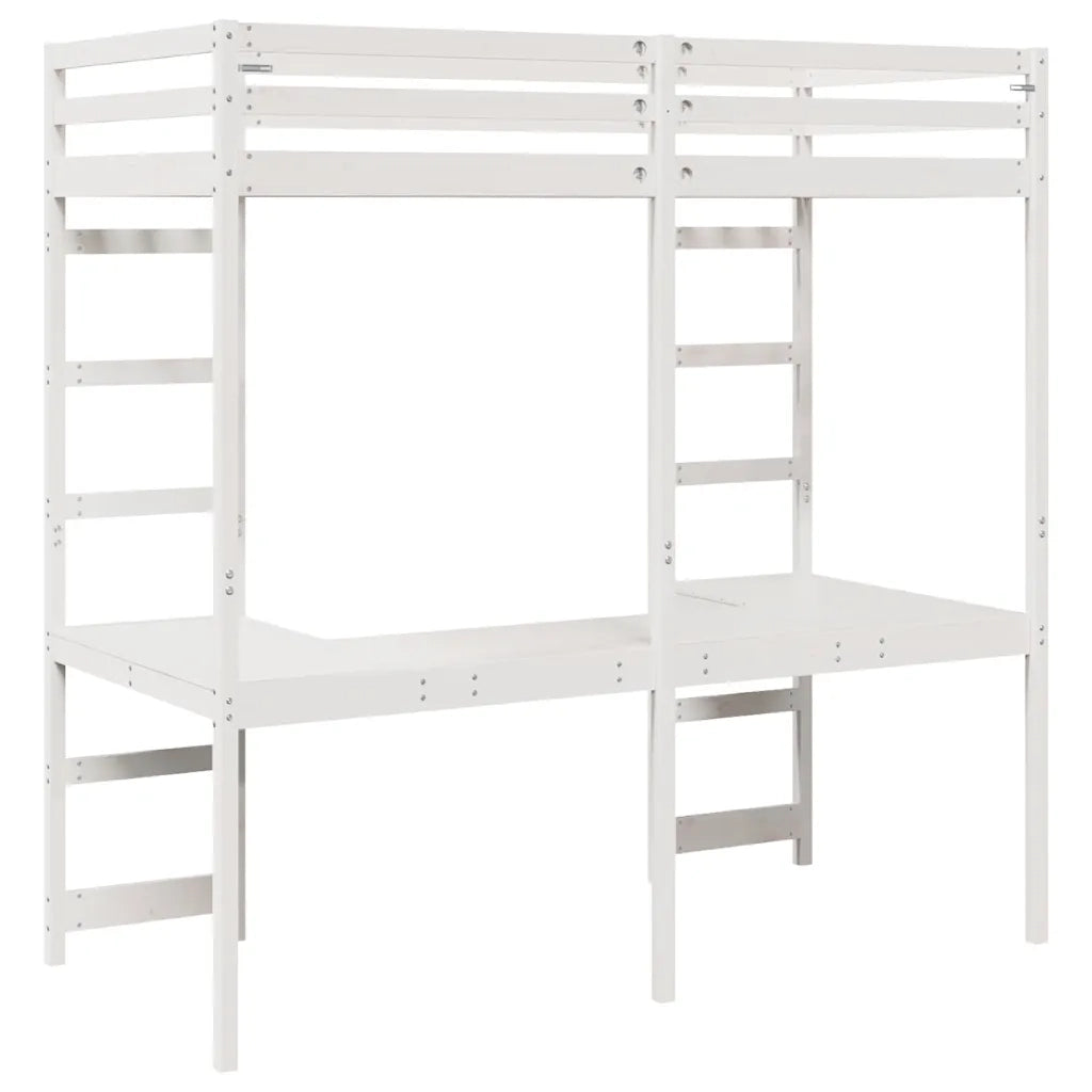 Struttura per letto soppalco Bianco 90 x 200 cm Pino massello 3414551