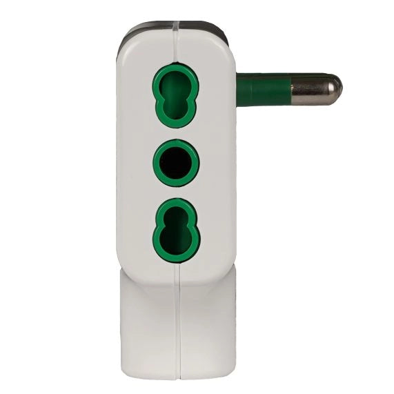 Adattatore Triplo Piatto 2 Poli + Terra Bipasso Bianco 82220 Fanton 5 Pezzi