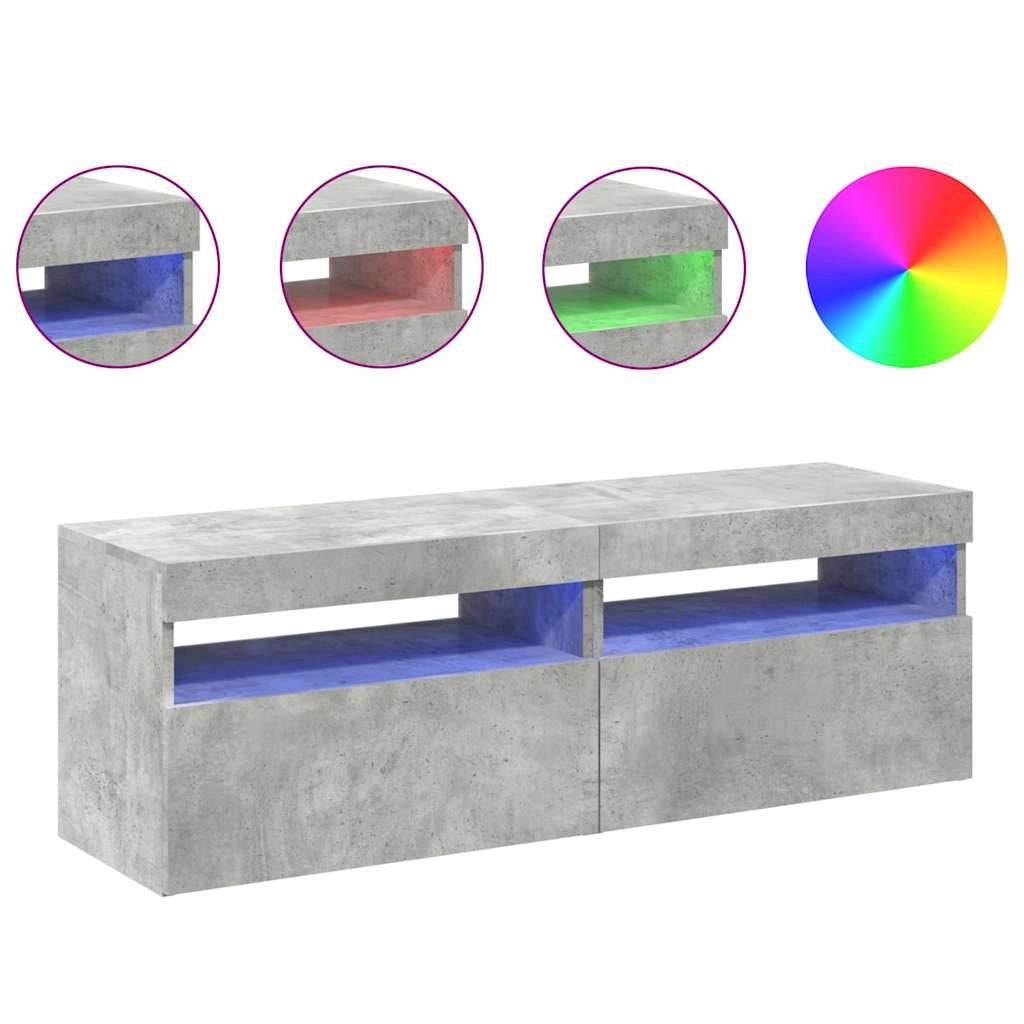 Mobile TV multimediale scaffale TV credenza mobile TV per sala da pranzo soggiorno camera da letto con luci LED 2 pezzi 60 x 35 x 40 cm grigio 02_0028847