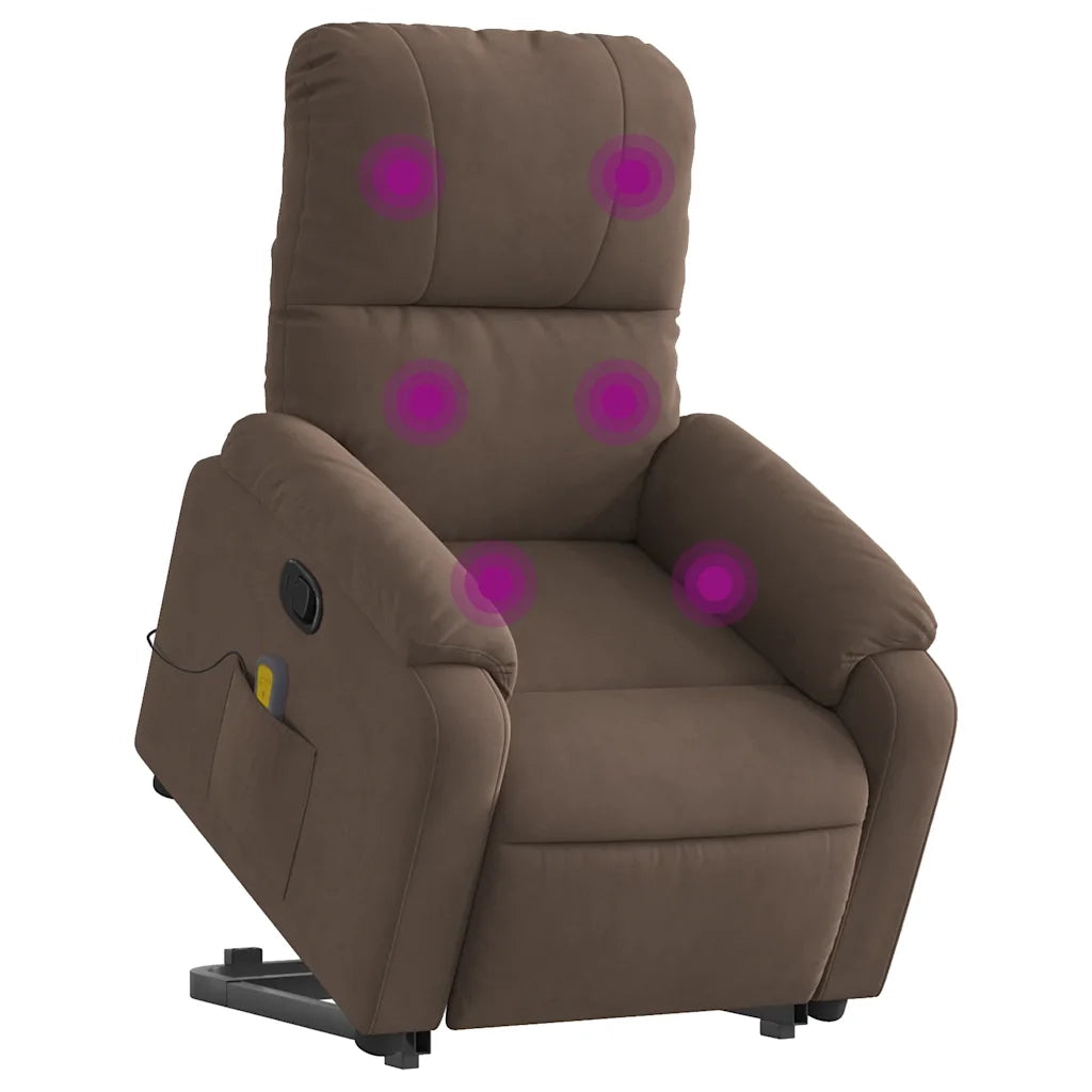 Poltrona Alzapersona Reclinante Massaggiante | Sedia Relax Marrone Microfibra