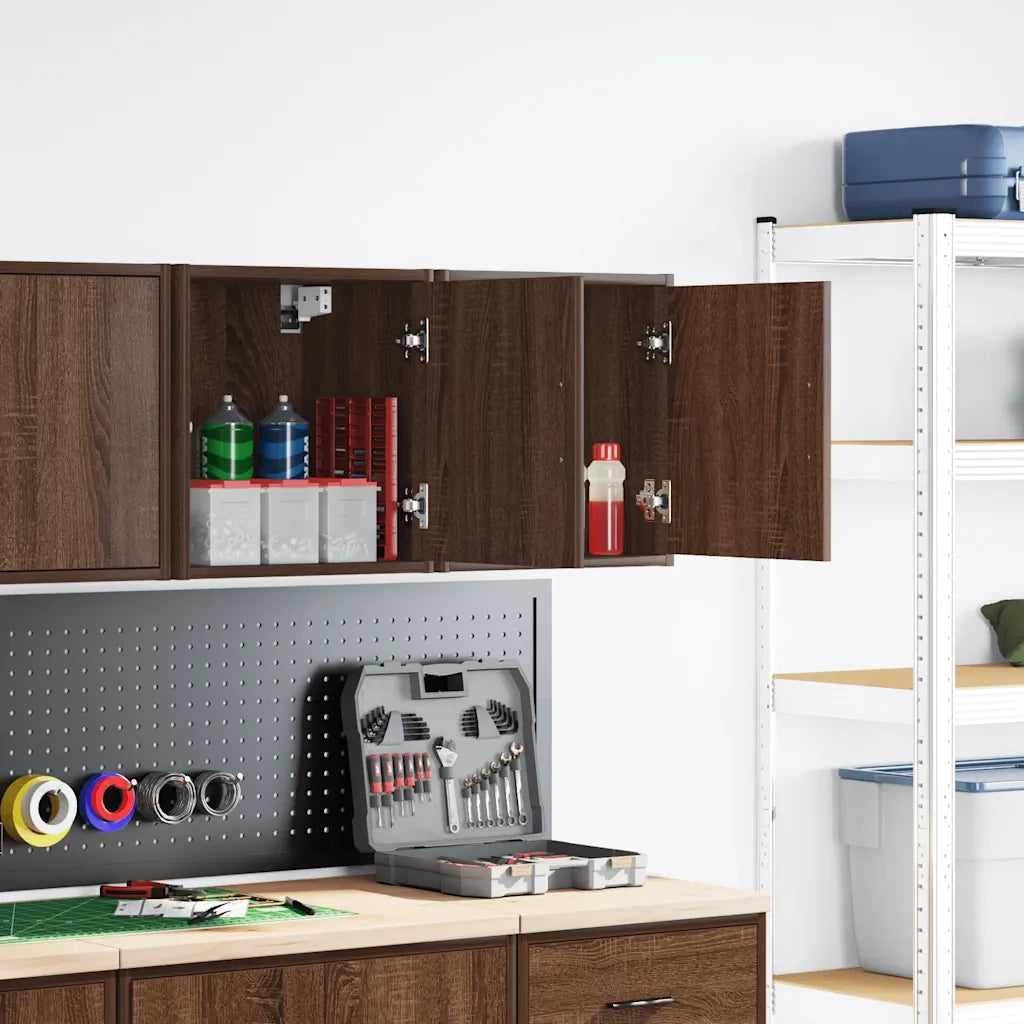 Pensili per Garage 2 pz Rovere Marrone in Legno Multistrato 860638