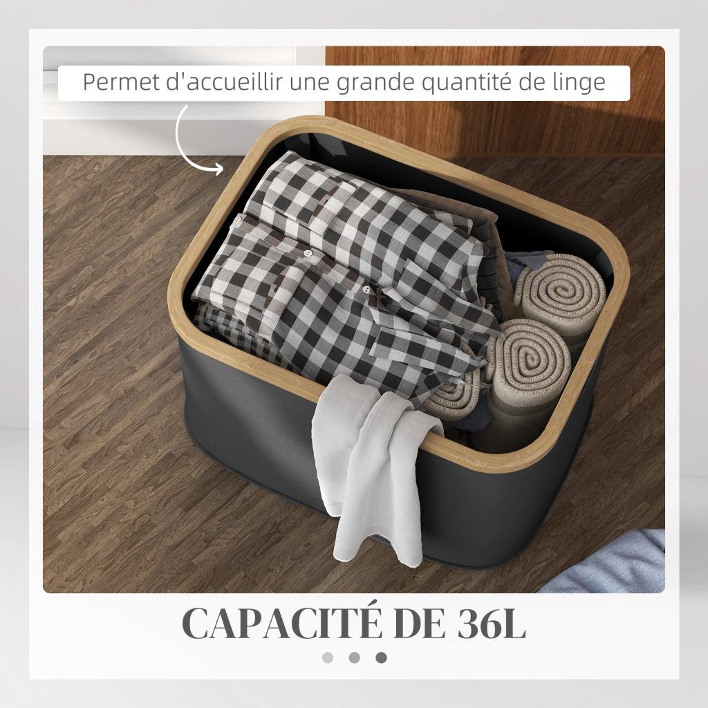 Cestino per bucato pieghevole 36 L ¨C zephmum ¨C grigio tessuto