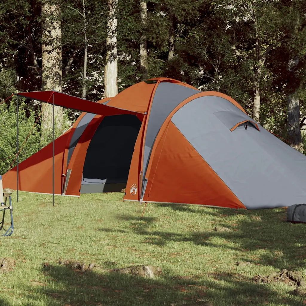 Tenda da Campeggio a Cupola 6 Persone-Tenda per Escursionismo Grigio e Arancione 420692