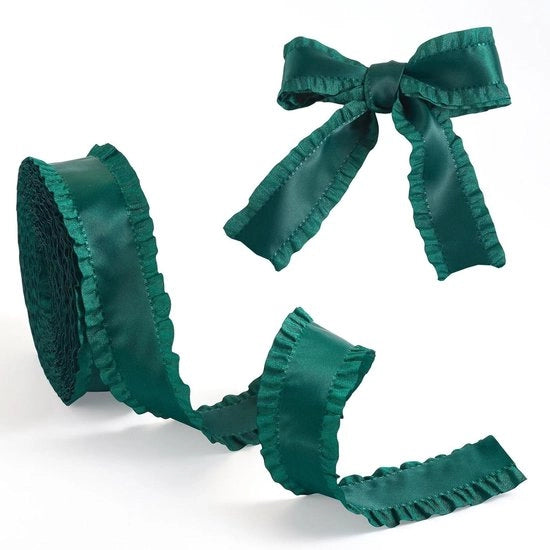 Ruche Lint 40 mm per Stoffe Vintage - Lint Stoffa con Dettaglio di Bordura per Regali Creativi in Blu Verde.