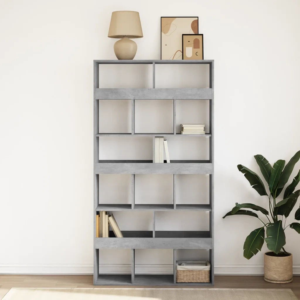 Libreria-Scaffale per Libri-Mobile di Stoccaggio Grigio Cemento 100x33x187,5 cm in Truciolato 643154