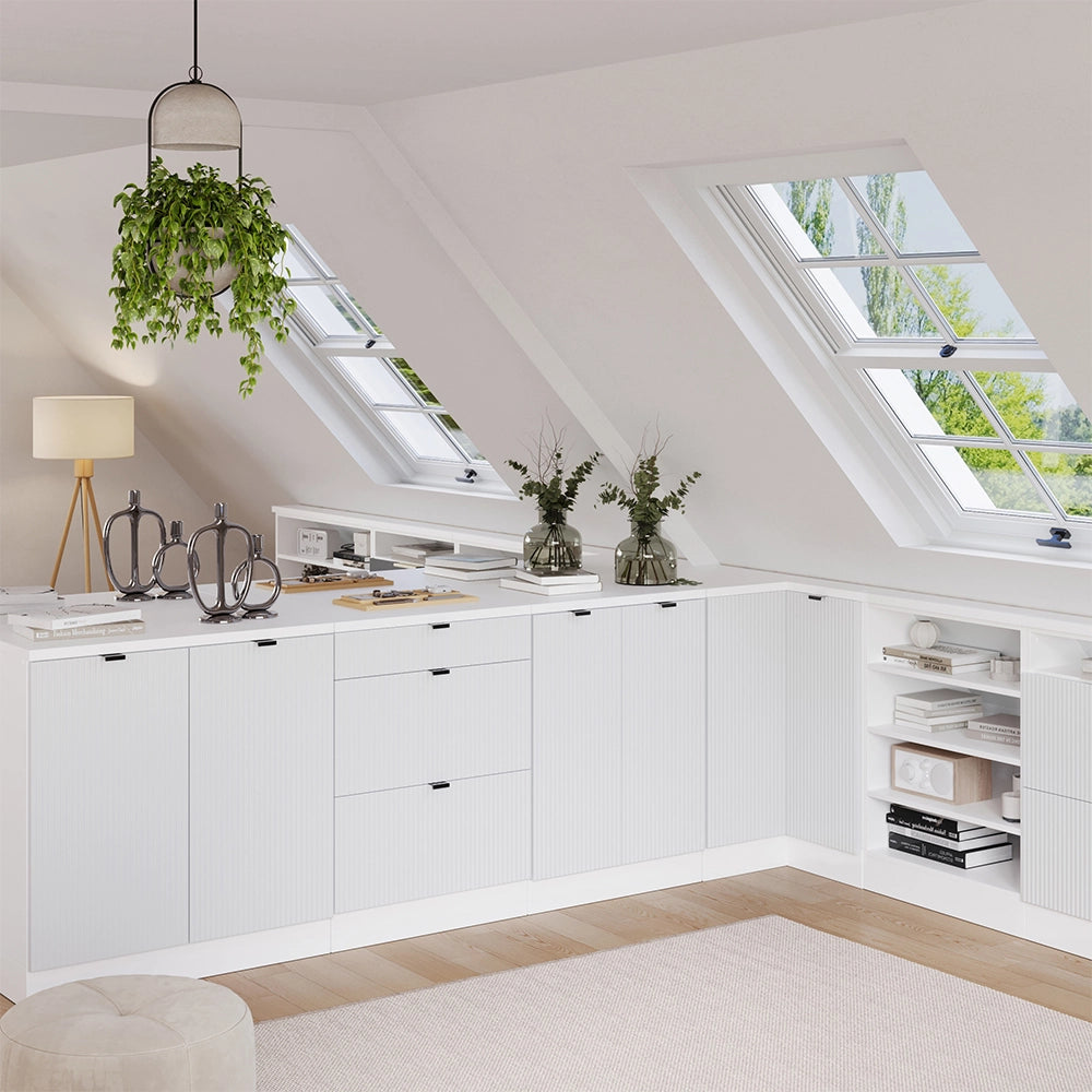Mobile per mansarda Rion Ondulazione bianca/Bianco 80 x 83.8 cm senza inclinazione con 2 ante Vicco