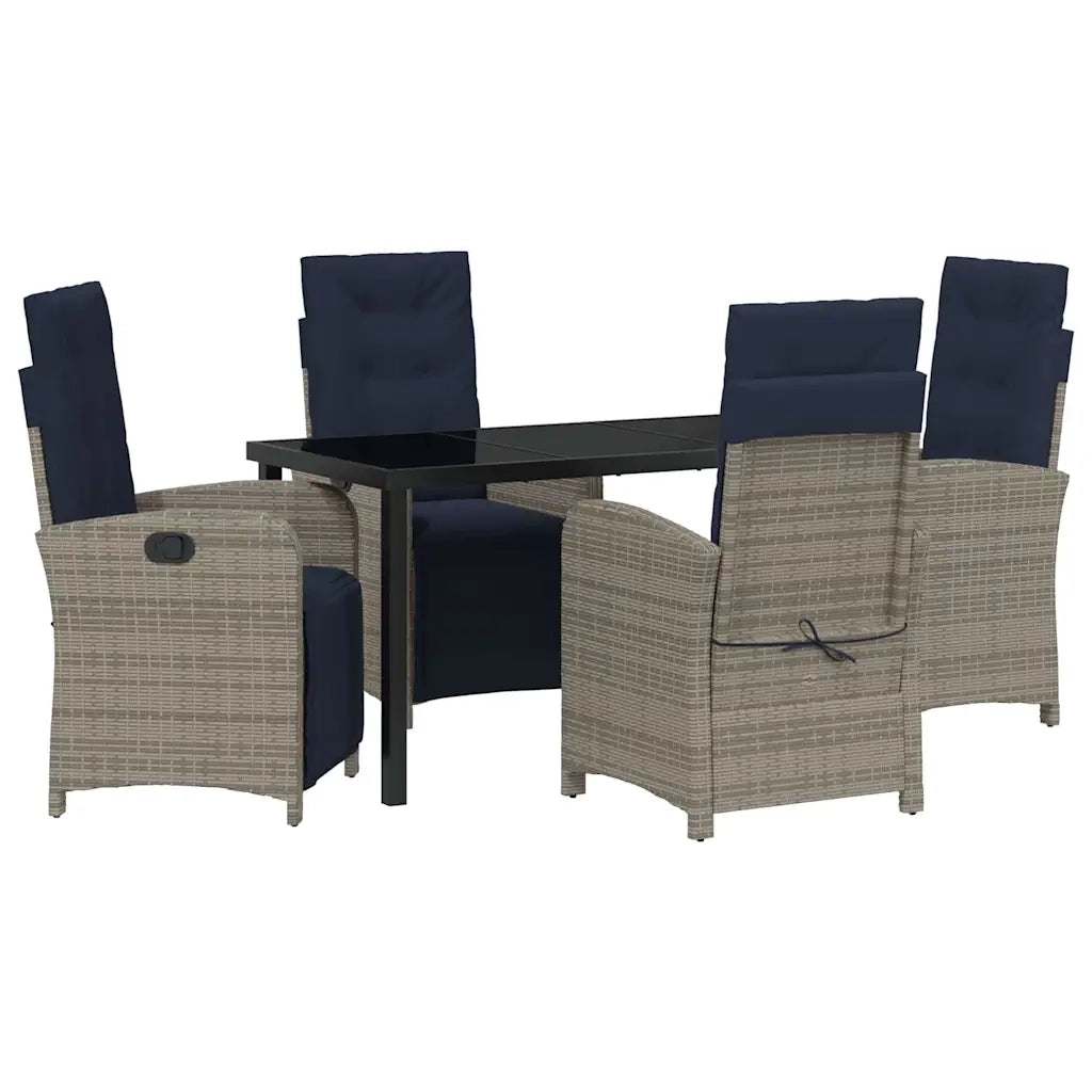 Set da Pranzo per Giardino con cuscino 5 pcs Grigio polyrattan 3380360