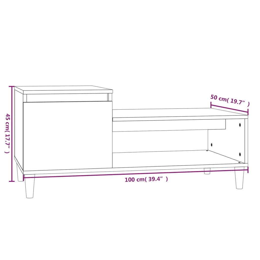Tavolino da Salotto grigio sonoma 100x50x45cm Legno Multistrato cod mxl 26105