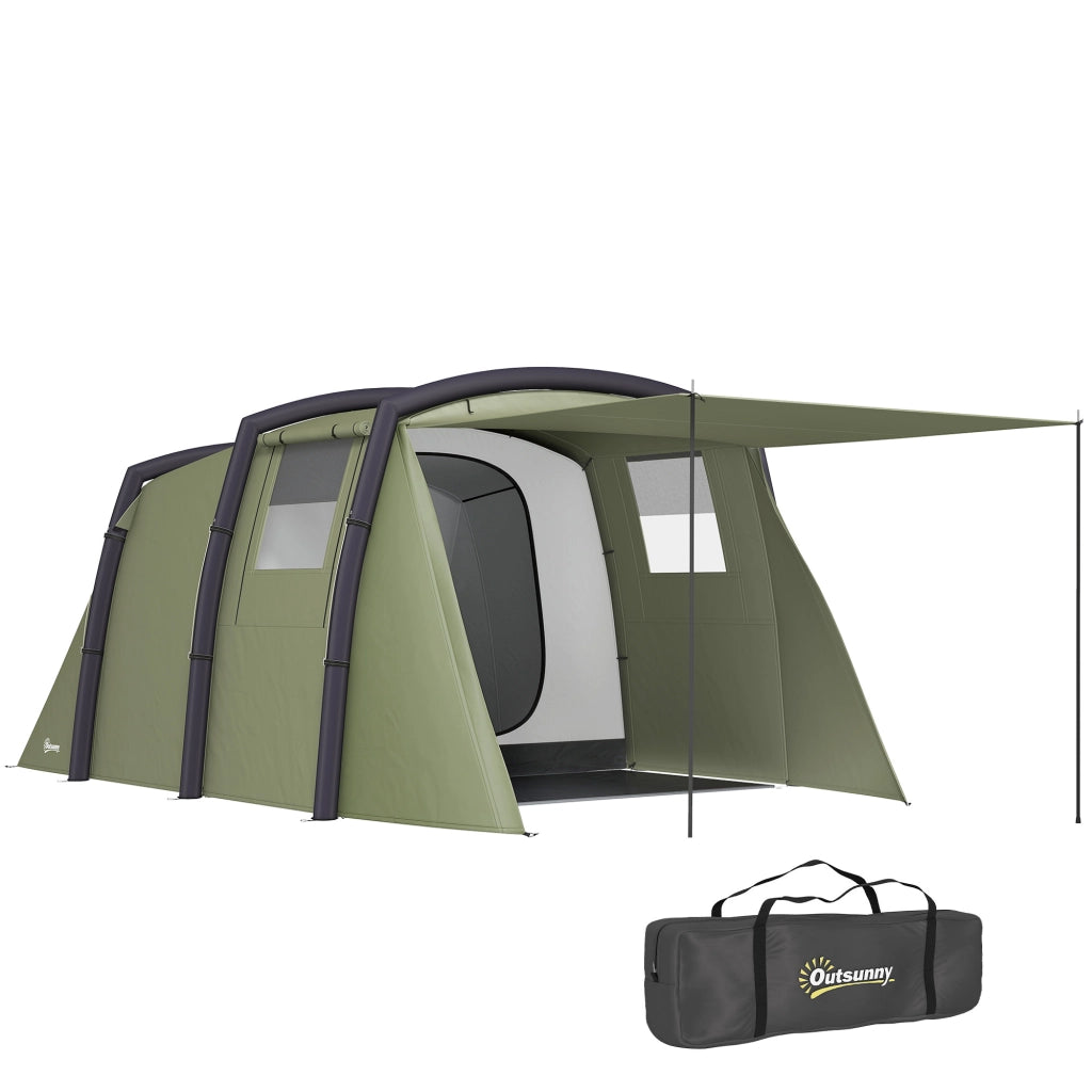 Tenda da campeggio tunnel gonfiabile per 3-6 persone ¨C zephmum ¨C verde oliva con vestibolo e finestre a rete