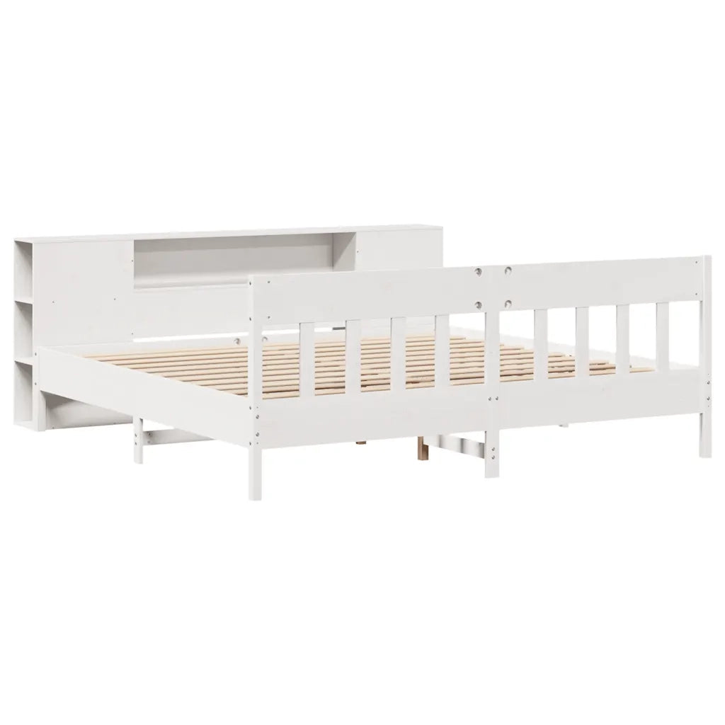 Letto Libreria senza Materasso Bianco 200x200 cm Legno di Pino 3323171
