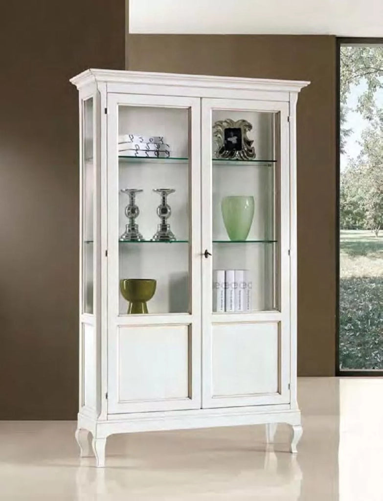 Vetrina 2 ante grezza in legno l.126 p.44 h.207 - Mobili 2G