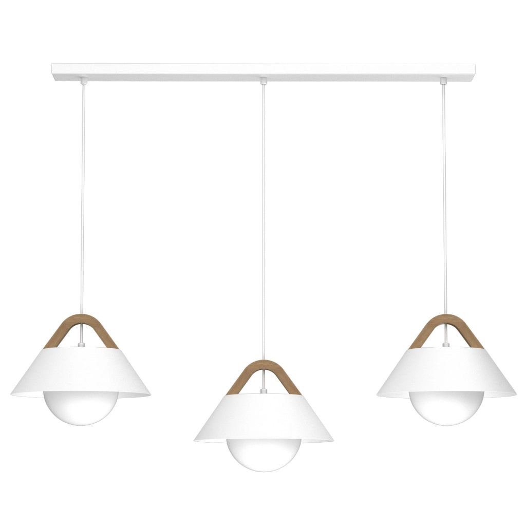 Lampada sospesa Funda 3xE27 bianco legno Luminex