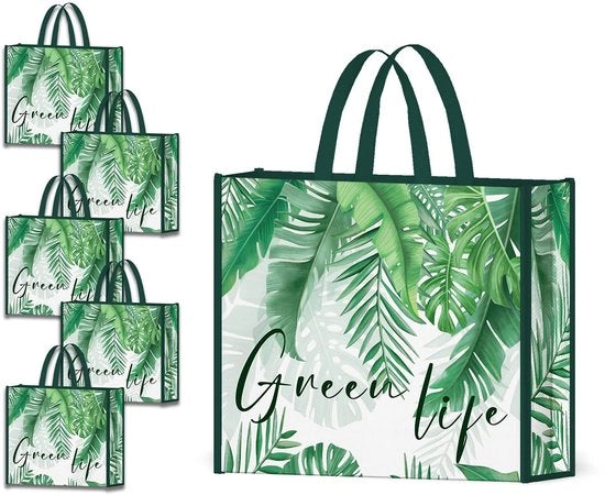 Borsa per il supermercato Opvougbile - Borsa Reutilizzabile - Borsa Portatile Resistente - Sostenibile - Materia non Tessuto - Sopporta fino a 50 libbre