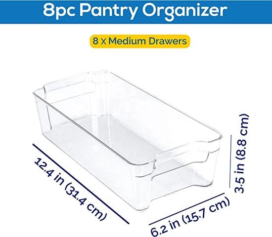 Set di 8 contenitori trasparenti per la cucina, la dispensa, gli armadi e il piano di lavoro - BPA-free