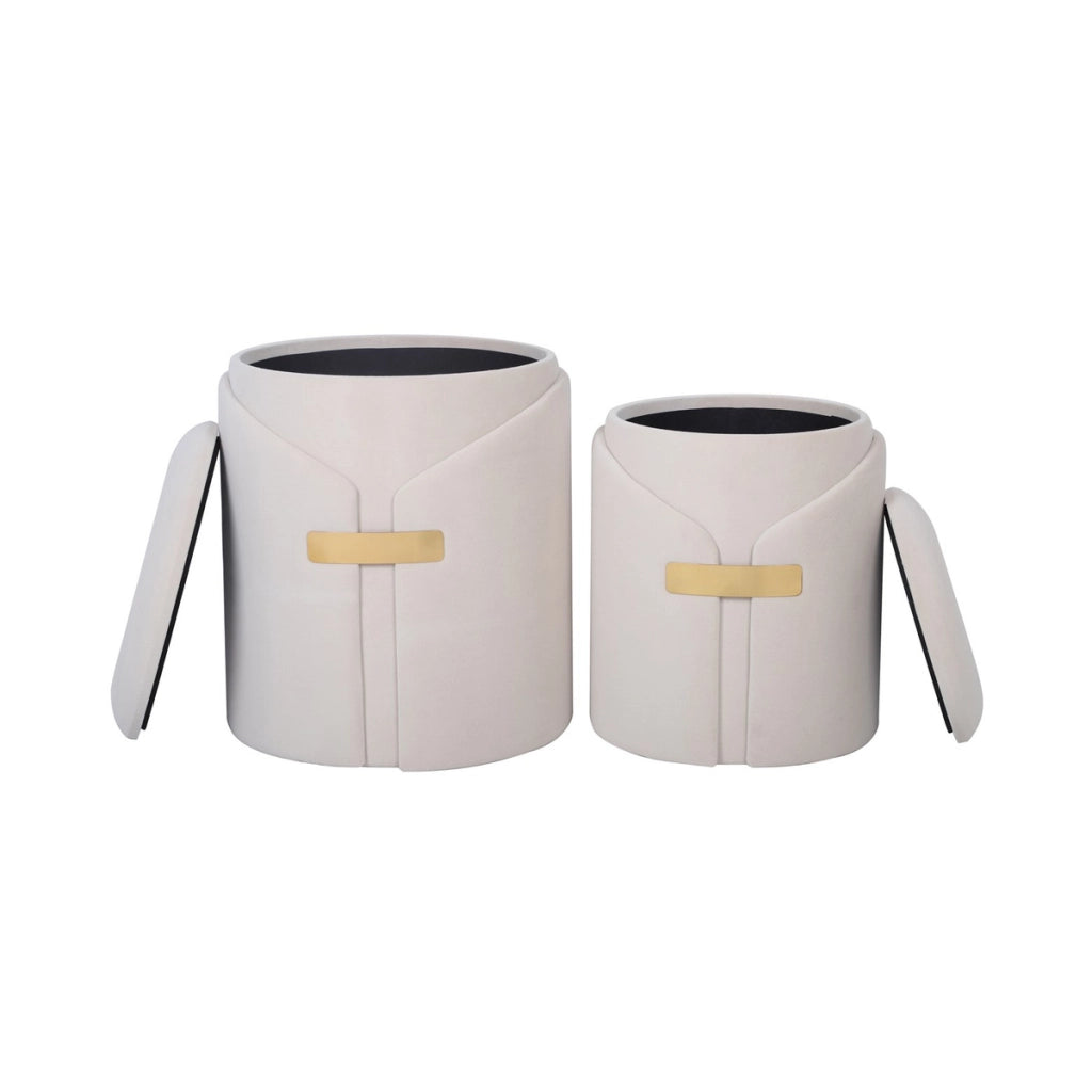 Set di 2 pouf contenitori Forcet in velluto rosa antico