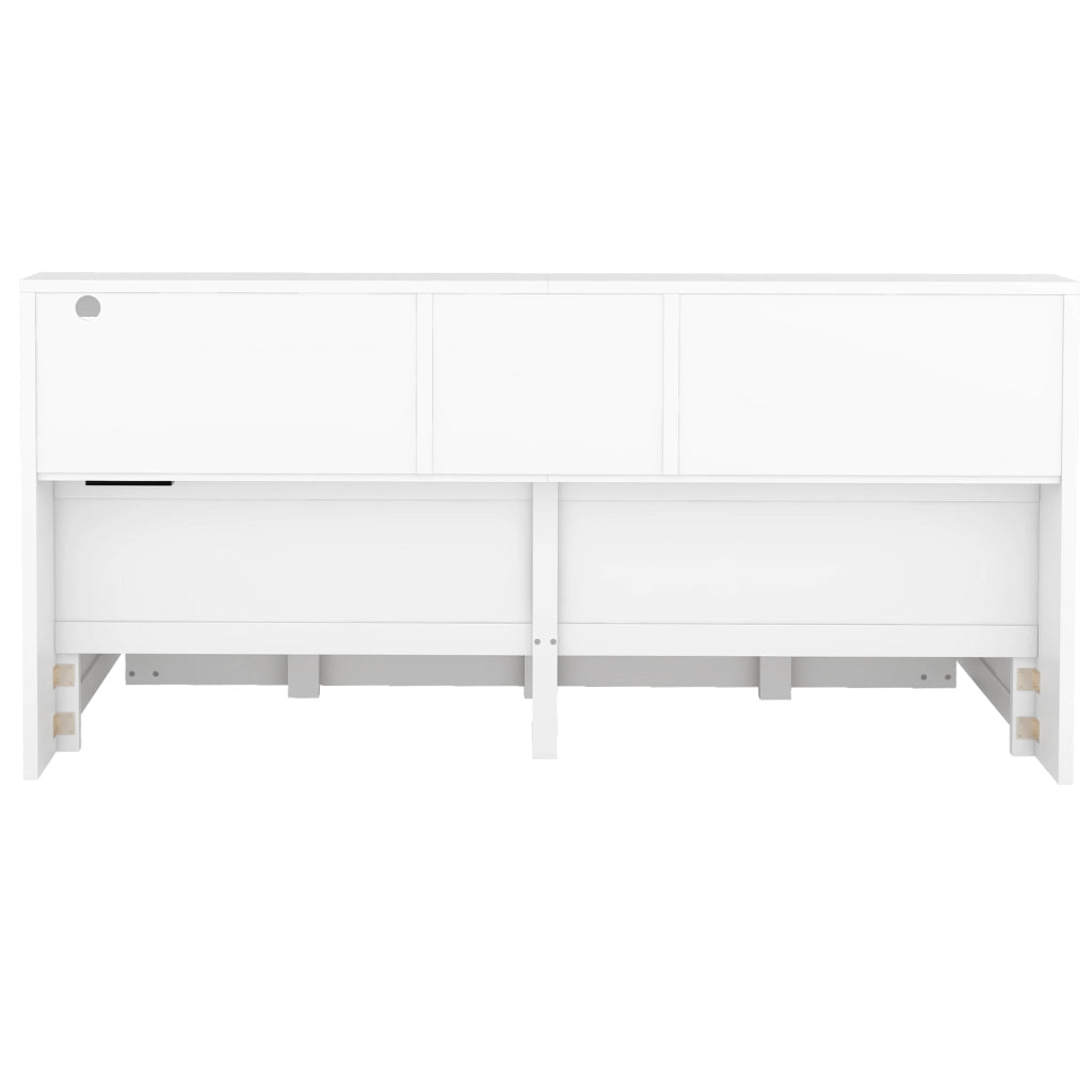 Divano letto / daybed 140x200 cm con illuminazione ambientale, presa e USB, vano laterale e letto estraibile, bianco