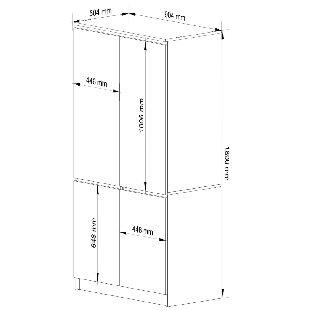Armadio AKORD S90 4 ante Bianco 90x51x180 cm