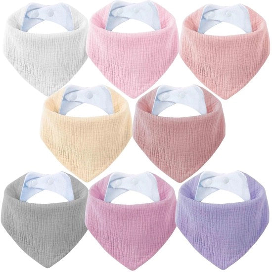 Set di coperte per neonati Set di coperte per bambini Foulard triangolare Sciarpa al collo Sciarpa per bambini Cotone per bambini Bambini di età prescolare Ragazze Ragazzi Abbigliamento unisex Set di chiusura a drukknop (8, Rosa)