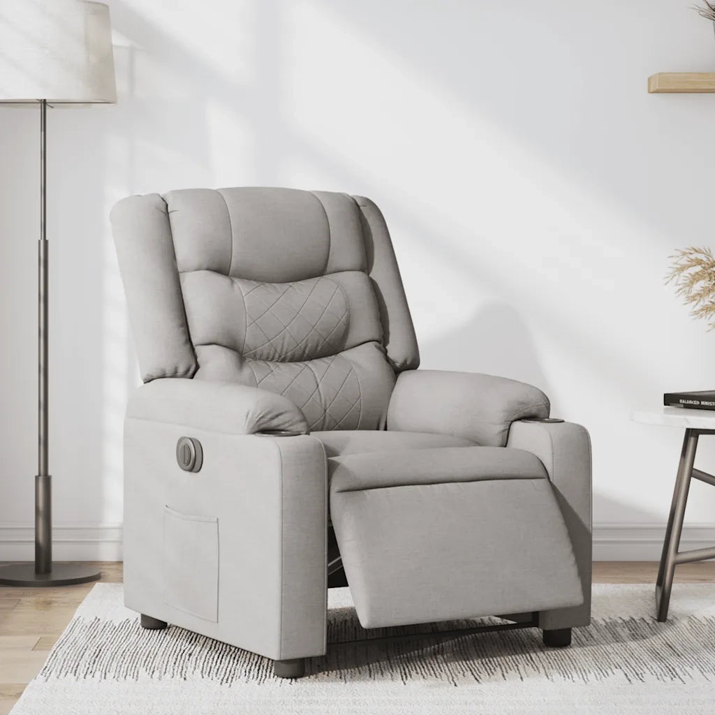 vidaXL Poltrona Elettrica Reclinabile Grigio Nuvola in Tessuto