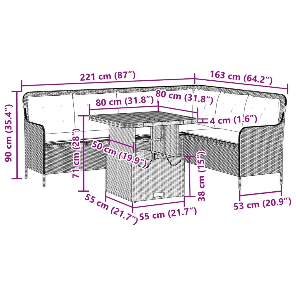 Set Divano da Giardino 2 pz con Cuscini Grigio in Polyrattan