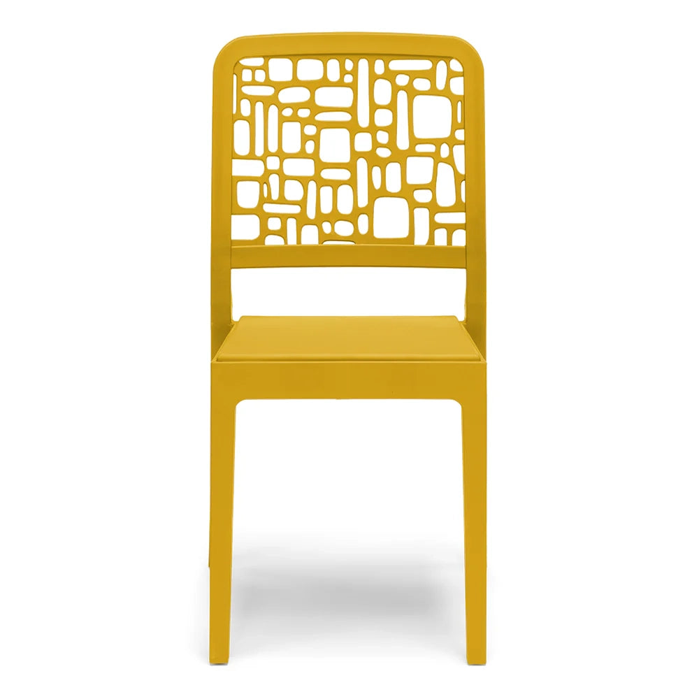 Sedia in polipropilene MEDEA, impilabile, resistente ai raggi UV, design moderno, ideale per sala da pranzo, cucina, sala d’attesa, bar, ristoranti o giardino, colore Senape