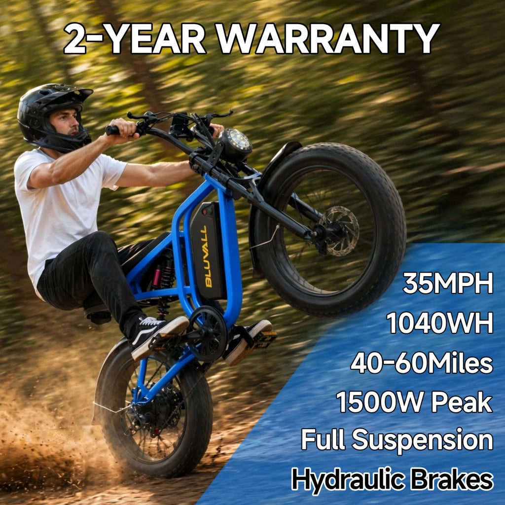 Bici Elettrica 20" Fat Bike 250W (Picco 1500W), Batteria 52V 20Ah Rimovibile con Serratura, Freni Idraulici + Doppia Sospensione Idraulica, Shimano 7 Marce, Bici per Citt¨¤ e Fuoristrada Portata 150kg