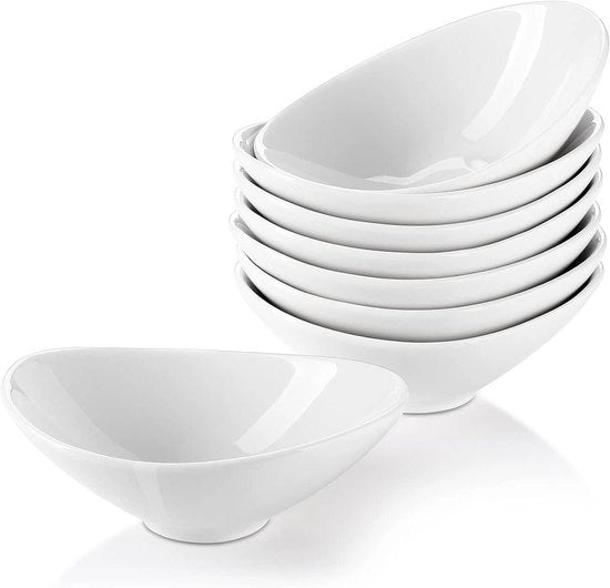 Set di 8 dadi da servizio, piatti da portata in porcellana per BBQ e insalata, bianchi