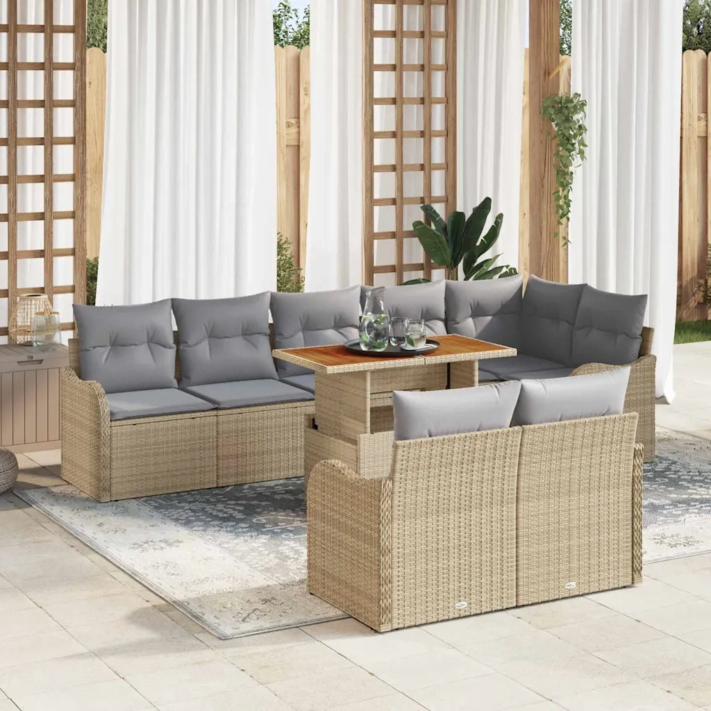 Set Divano da Giardino con cuscino 9 pcs beige e grigio chiaro 3349475