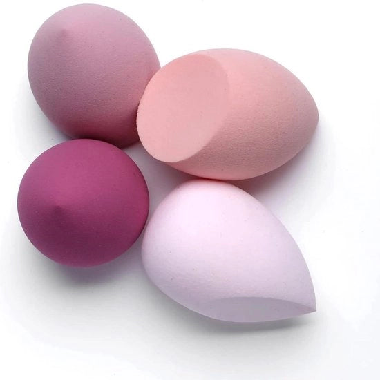 Set di 4 spugne per trucco in 4 colori per fondotinta liquida, powder, crema e crema solare con fodero per spugna