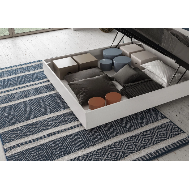 Letto Matrimoniale 160x200 cm struttura bianco frassino testata Level - Similpelle,Tortora,Con rete