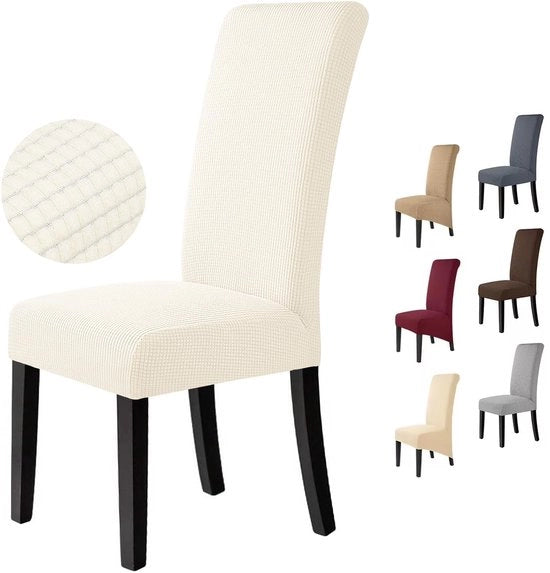 Sedili per Sedia 6 Pezzi Sedili per Sedia Stendino Sedili per Sedia Elastici Spandex Sedili per Sedia Universali Rimovibili Lavabili per Feste di Hotel e Matrimoni (Bianco Crema, 6 Pezzi)