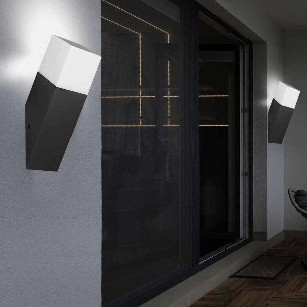Trade Shop - Applique A Muro Obliquo Esterno Attacco E27 In Alluminio Lampada Parete Ip44 B250 - Nero