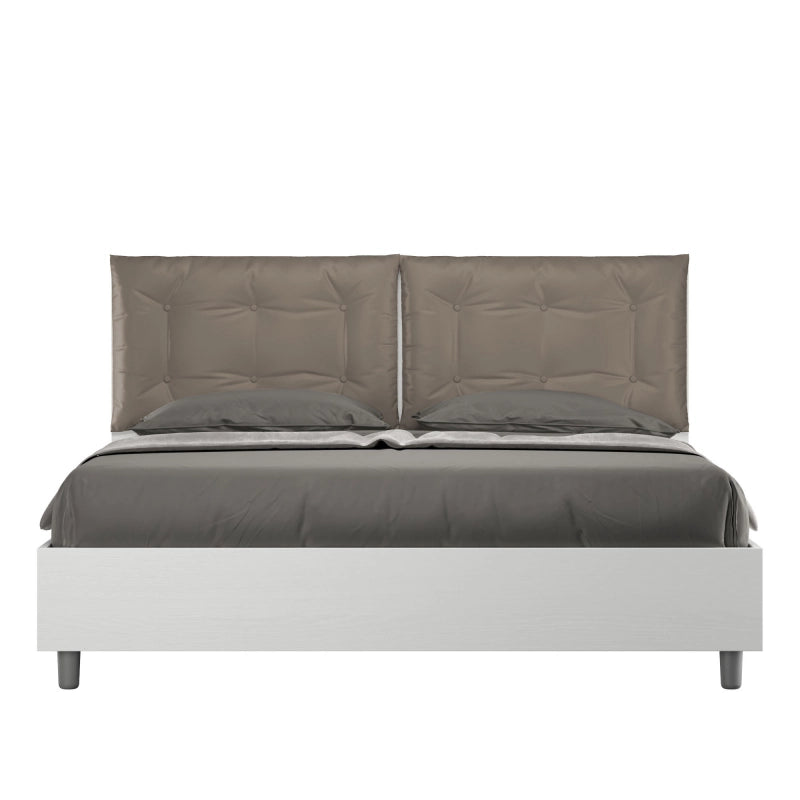 Letto Matrimoniale 160x200 cm cuscinatura Egos Annalisa - Similpelle,Cappuccino,Con rete