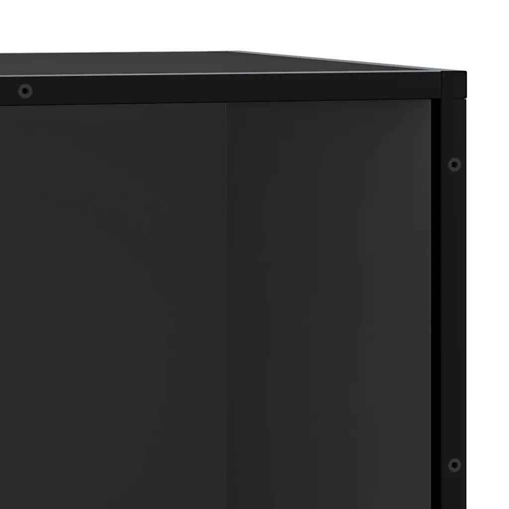 Panca Portaoggetti-Sgabello-Panca con Contenitore Nera 80x40x53,5 cm Multistrato e Metallo