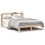 Letto matrimoniale | Letto per adulti | Giroletto con Testiera 140x190 cm in Legno Massello di Pino