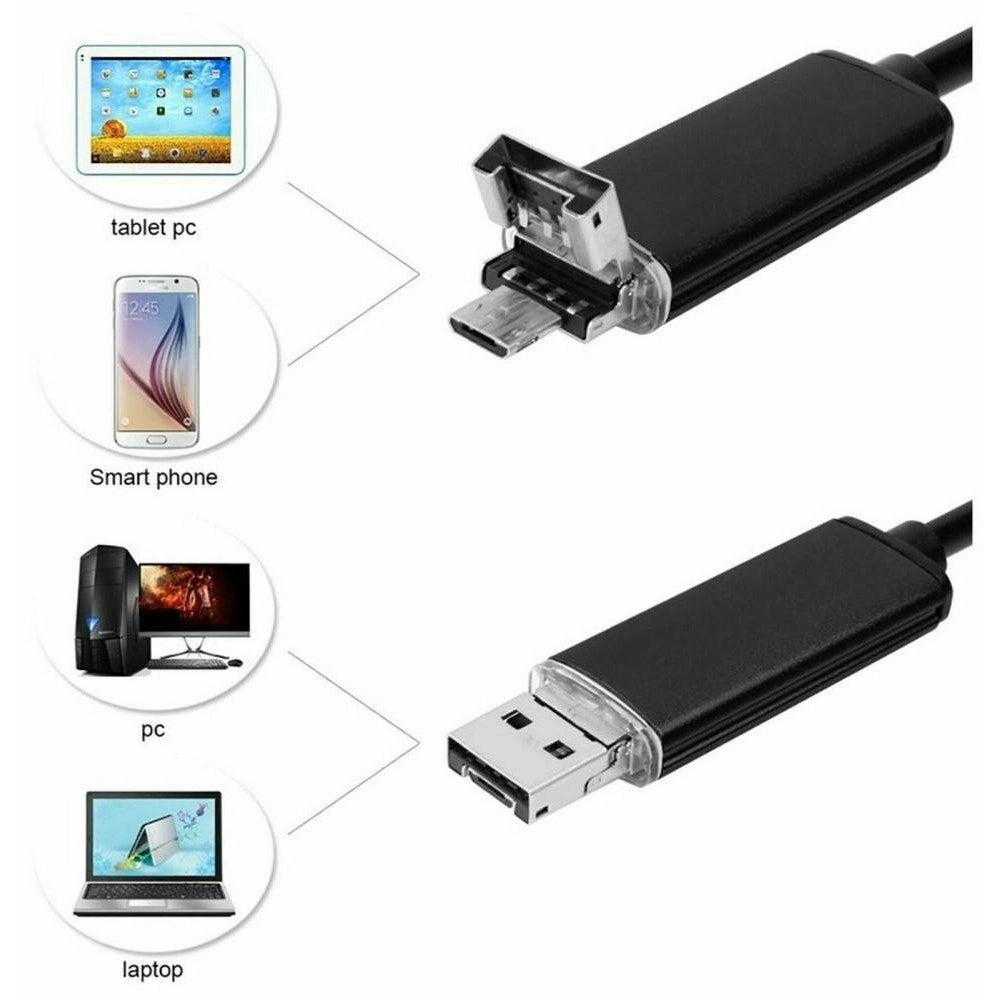 Trade Shop - Telecamera Endoscopica 1.5 Metri Tubo Flessibile Usb 6led Impermeabile Ispezione -