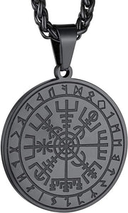 Catenella con orecchino e simboli runici - Bussola scandinava Odin - Accessori uomo - Inciso - Medaglione cane - Elmo di terrore - Accessori mitologici - Amuleti talismano orecchino - Personalizzabile