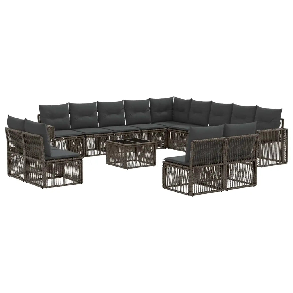 Set Divano da Giardino 14 pcs Grigio e Grigio Scuro polyrattan 3435290