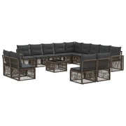 Set Divano da Giardino 14 pcs Grigio e Grigio Scuro polyrattan 3435290