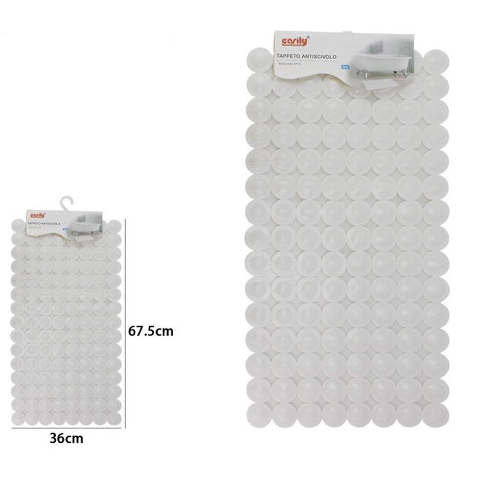 Trade Shop - Tappeto Tappetino In Pvc Antiscivolo Per Vasca Da Bagno Doccia 67.5x36cm Bianca 59610 -