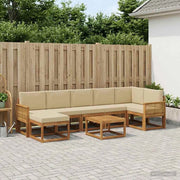Set di divani da esterno 8 pz Naturale e Beige Poliestere 3385419