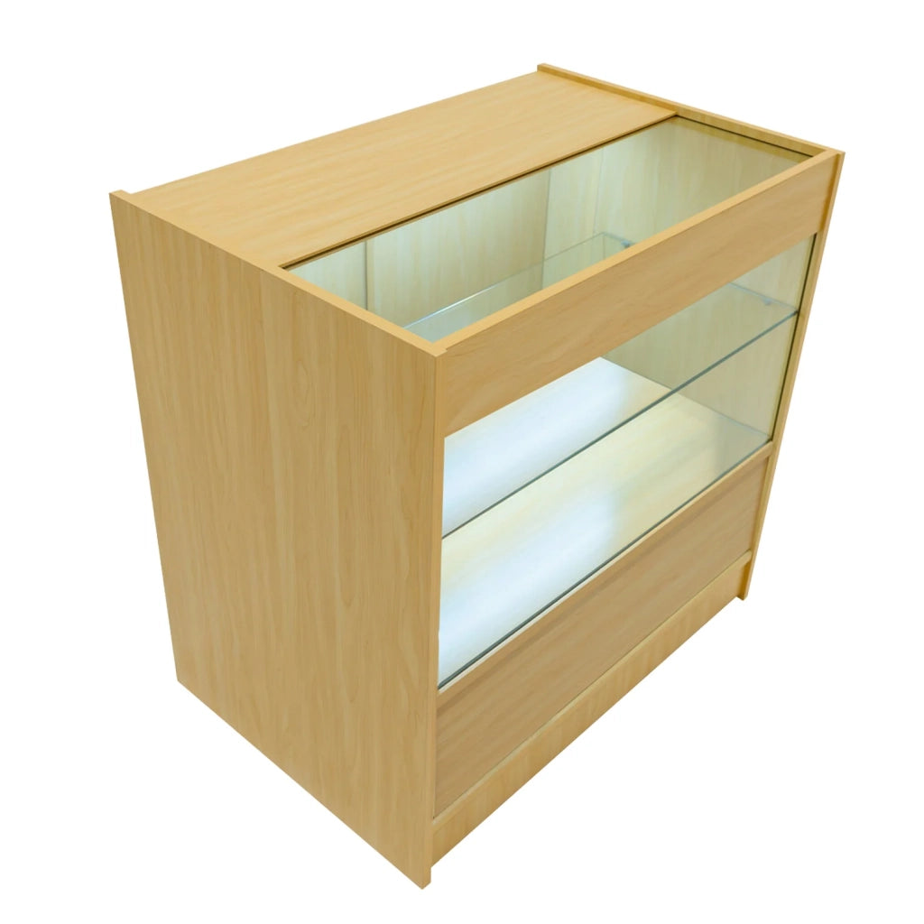 Bancone LED C900 Acero con 2 Ripiani a Vista e 1 Ripiano Chiuso
