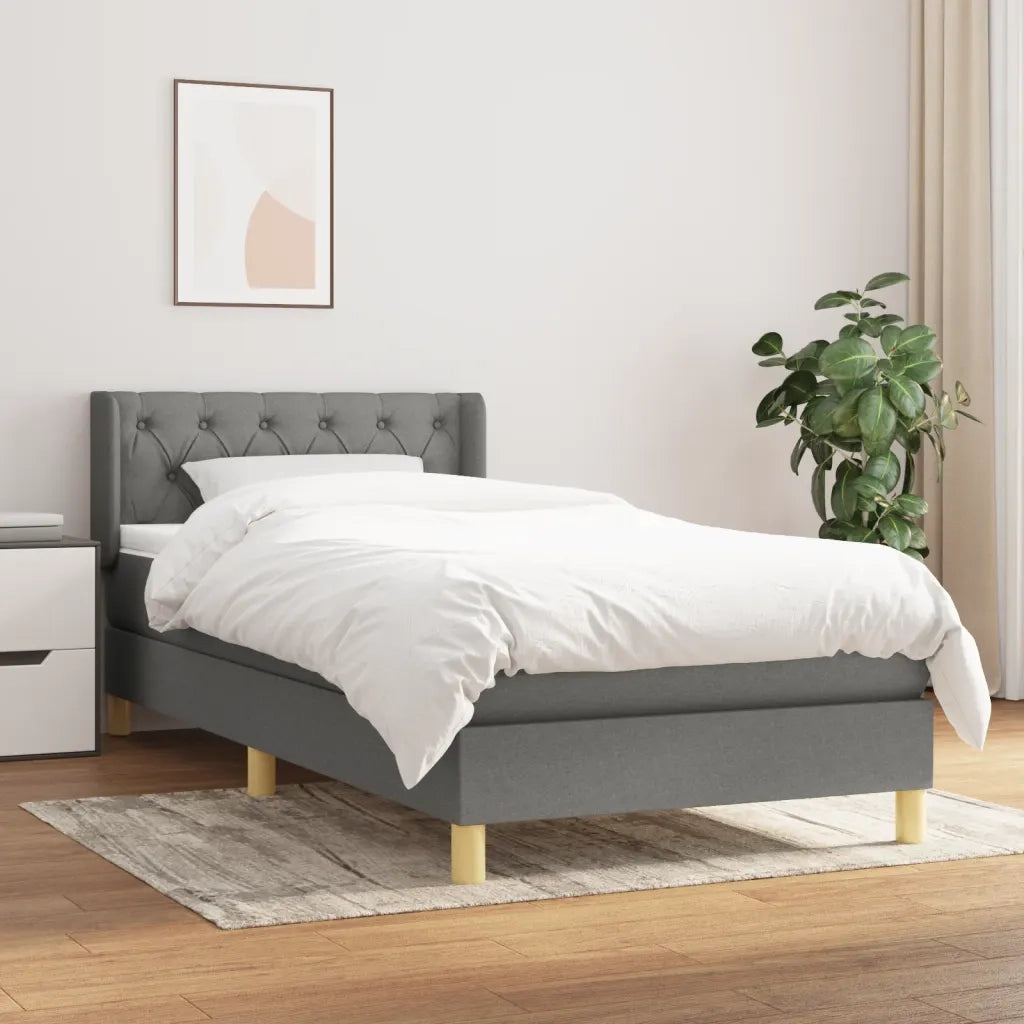 Giroletto a Molle con Materasso Grigio Scuro 80x200 cm Tessuto