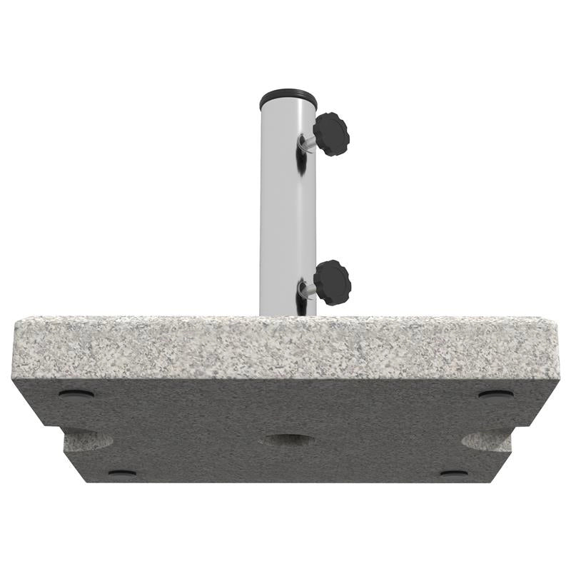 BASE PER OMBRELLONE DA GIARDINO 25KG PER PALI DA Ø32MM, Ø38MM E Ø48MM, IN GRANITO E ACCIAIO INOX, 38X38X38 CM, GRIGIA
